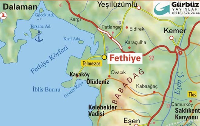 Fethiye and surrounding map ©  SW